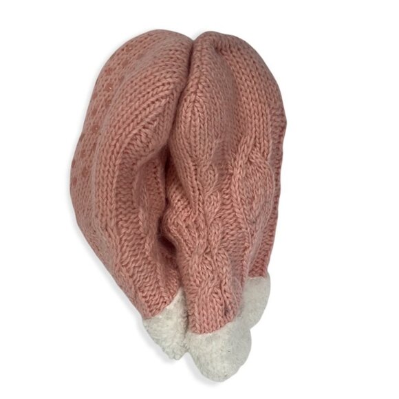 NEW‎ Nordstrom Girls Pink Cable Knit Fleece Lined Mittens Grip New Without Tags - Picture 3 of 8